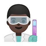 Man Scientist Emoji with Dark Skin Tone, Google style