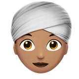Woman Wearing Turban Emoji with Medium Skin Tone, Apple style