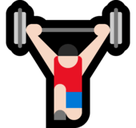 Person Lifting Weights Emoji with Light Skin Tone, Microsoft style