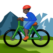 Person Mountain Biking Emoji with Dark Skin Tone, Samsung style