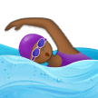 Woman Swimming Emoji with Medium-Dark Skin Tone, Samsung style