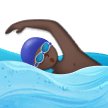 Man Swimming Emoji with Dark Skin Tone, Samsung style
