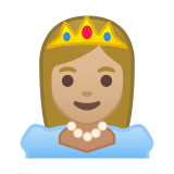 Princess Emoji with Medium-Light Skin Tone, Google style