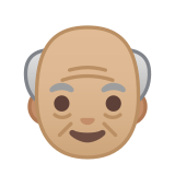 Old Man Emoji with Medium-Light Skin Tone, Google style