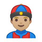 Man with Chinese Cap Emoji with Medium-Light Skin Tone, Google style