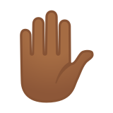 Raised Hand Emoji with Medium-Dark Skin Tone, Google style