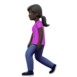 Woman Walking Emoji with Dark Skin Tone, Apple style
