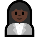 Woman Office Worker Emoji with Dark Skin Tone, Microsoft style