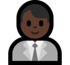 Man Office Worker Emoji with Dark Skin Tone, Microsoft style