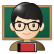 Man Teacher Emoji with Light Skin Tone, Samsung style