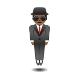 Man in Suit Levitating Emoji with Medium-Dark Skin Tone, Google style