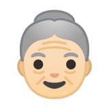 Old Woman Emoji with Light Skin Tone, Google style