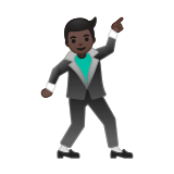 Man Dancing Emoji with Dark Skin Tone, Google style