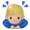 Man Bowing Emoji with Medium-Light Skin Tone, Samsung style