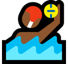 Man Playing Water Polo Emoji with Medium-Dark Skin Tone, Microsoft style