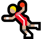 Man Playing Handball Emoji with Medium-Light Skin Tone, Microsoft style