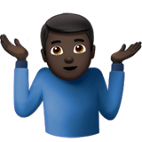 Man Shrugging Emoji with Dark Skin Tone, Apple style