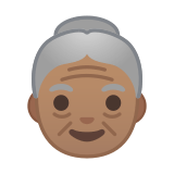 Old Woman Emoji with Medium Skin Tone, Google style