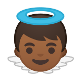 Baby Angel Emoji with Medium-Dark Skin Tone, Google style