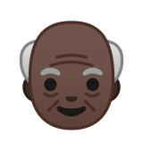Old Man Emoji with Dark Skin Tone, Google style