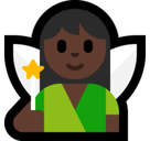 Woman Fairy Emoji with Dark Skin Tone, Microsoft style