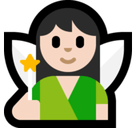 Woman Fairy Emoji with Light Skin Tone, Microsoft style