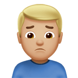 Man Frowning Emoji with Medium-Light Skin Tone, Apple style