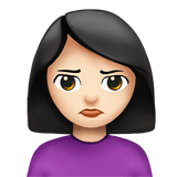 Woman Pouting Emoji with Light Skin Tone, Apple style