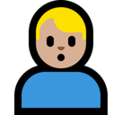 Man Pouting Emoji with Medium-Light Skin Tone, Microsoft style