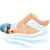 Man Swimming Emoji with Light Skin Tone, Apple style