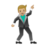Man Dancing Emoji with Medium-Light Skin Tone, Google style