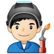 Man Factory Worker Emoji with Light Skin Tone, Samsung style
