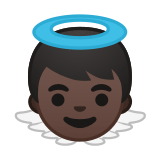 Baby Angel Emoji with Dark Skin Tone, Google style