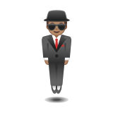 Man in Suit Levitating Emoji with Medium Skin Tone, Google style