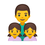 Family: Man, Girl, Girl Emoji, Google style