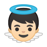 Baby Angel Emoji with Light Skin Tone, Google style