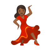 Woman Dancing Emoji with Medium-Dark Skin Tone, Google style