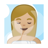 Person in Steamy Room Emoji with Medium-Light Skin Tone, Google style