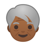 Older Person Emoji with Medium-Dark Skin Tone, Google style