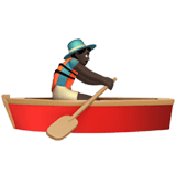 Man Rowing Boat Emoji with Dark Skin Tone, Apple style