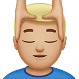 Man Getting Massage Emoji with Medium-Light Skin Tone, Apple style