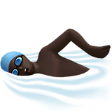 Person Swimming Emoji with Dark Skin Tone, Apple style