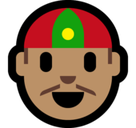Man with Chinese Cap Emoji with Medium Skin Tone, Microsoft style