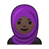 Woman with Headscarf Emoji with Dark Skin Tone, Google style