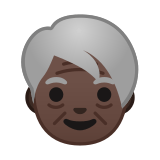 Older Person Emoji with Dark Skin Tone, Google style