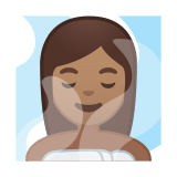 Person in Steamy Room Emoji with Medium Skin Tone, Google style