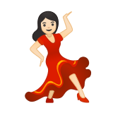 Woman Dancing Emoji with Light Skin Tone, Google style