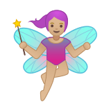 Fairy Emoji with Medium-Light Skin Tone, Google style