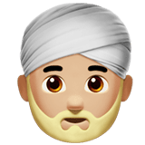 Person Wearing Turban Emoji with Medium-Light Skin Tone, Apple style