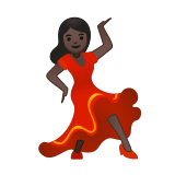 Woman Dancing Emoji with Dark Skin Tone, Google style